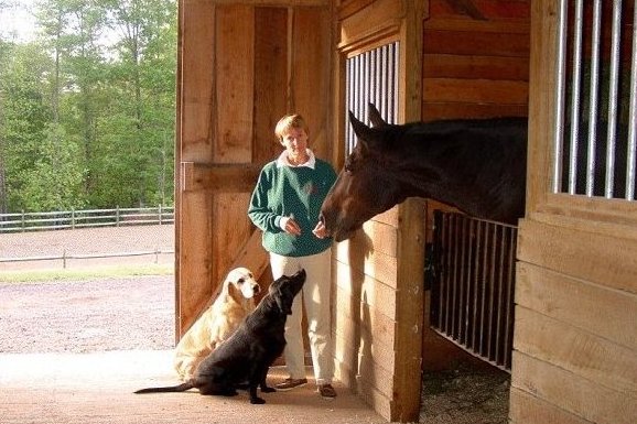 Jane and friends in barn